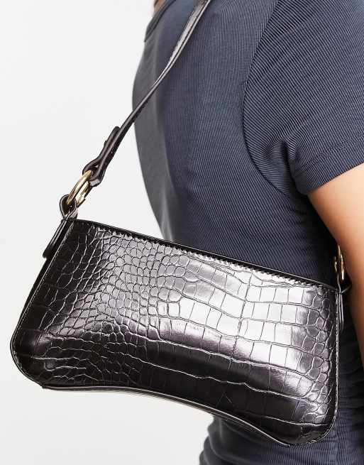 ASOS DESIGN croc effect 90s shoulder bag, ASOS