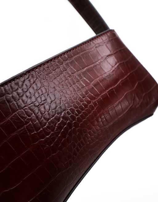 ASOS DESIGN curved base shoulder bag in chocolate, 3 of 4