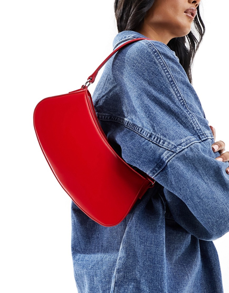 Asos Design Curved Base Shoulder Bag In Red