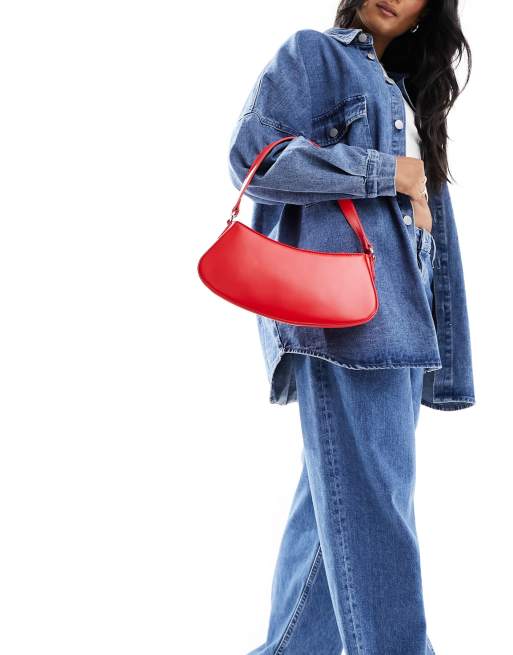 ASOS DESIGN curved base shoulder bag in red