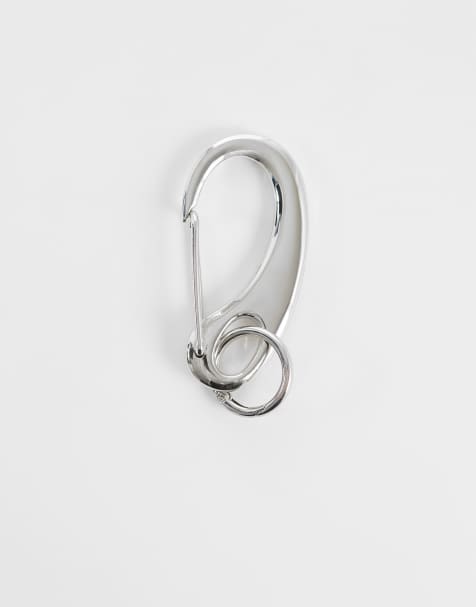 ASOS DESIGN curved carabiner clip in brushed silver - view 1