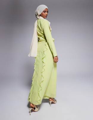 ASOS DESIGN curved drape detail maxi dress in lime green