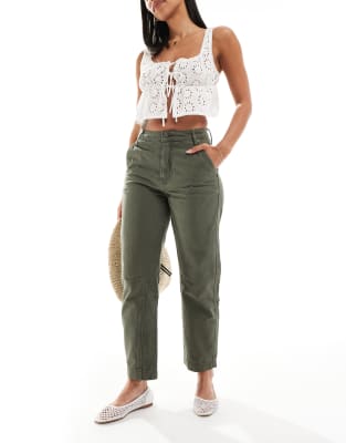 ASOS DESIGN curved leg jean in khaki | ASOS