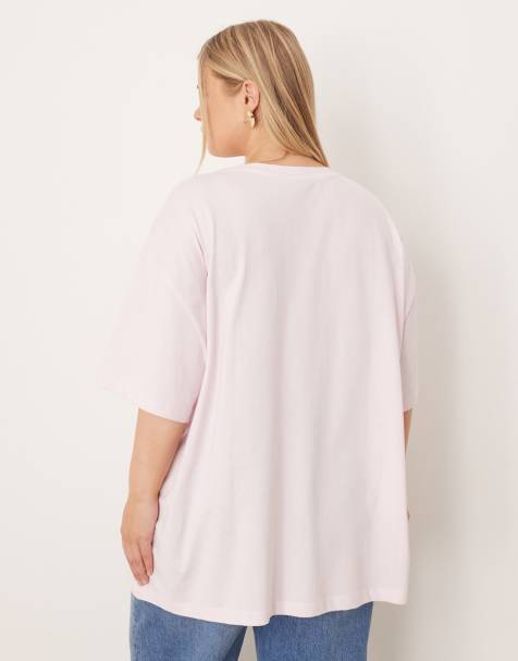 ASOS DESIGN CurveOversized T-shirt with pasta graphic in pink - view 2