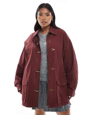 ASOS Curve ASOS DESIGN Curver lightweight parka in burgundy-No colour