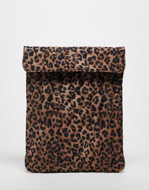 ASOS DESIGN - Custodia per computer portatile trapuntata con stampa leopardata - view 1