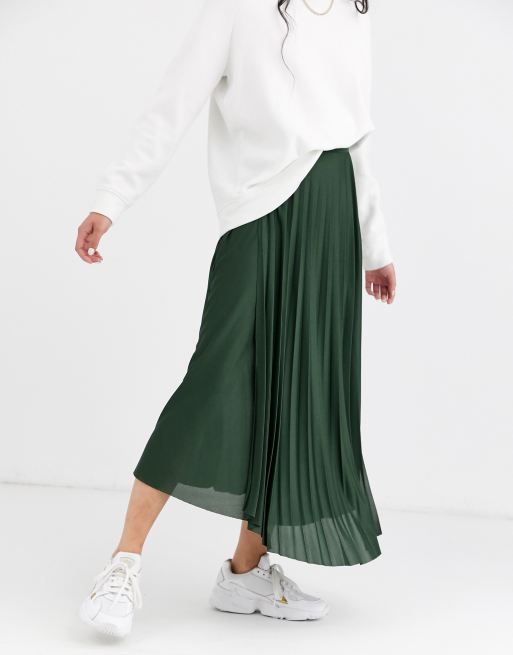 Green pleated skirt clearance asos