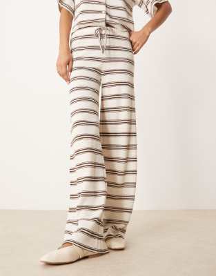 Asos Design Cut And Sew Stripe Mid Rise Wide Leg Pants