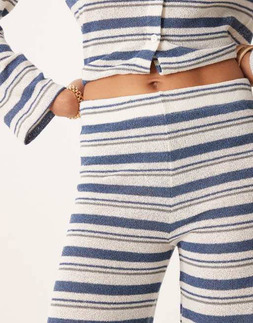 ASOS DESIGN cut and sew stripe pants in ivory and blue - part of a set
