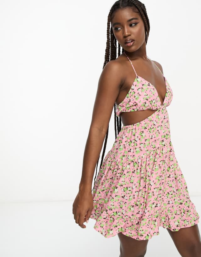 ASOS DESIGN cut away strappy sundress in floral print