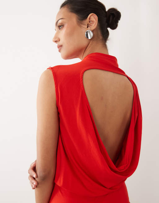 ASOS DESIGN cut out back detail mini dress in red