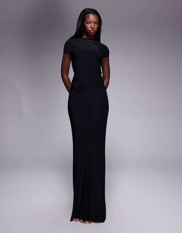 ruched cut out midi dress ASOS DESIGN back in black Taglia:48 Lace A-line Wedding Dress product_family:2L70500 Ladies dresses catching cutout for a