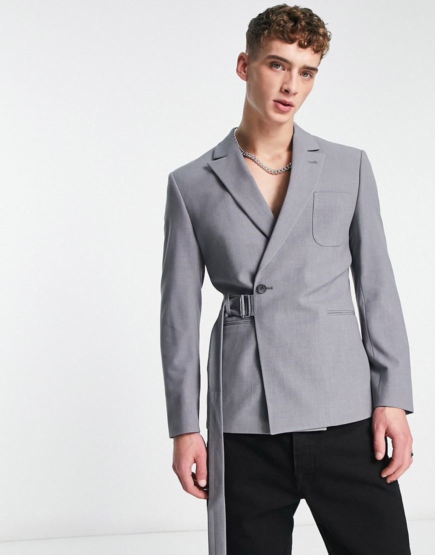 ASOS DESIGN cut out blazer in gray