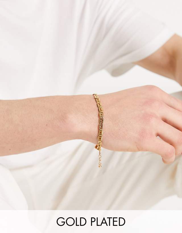 ASOS DESIGN cut-out chain bracelet in 14k gold plate