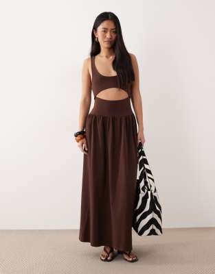 Asos Design Cut Out Detail Maxi Dress In Multi