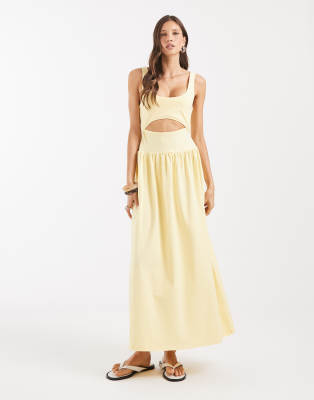 Asos Design Cut-out Detail Maxi Dress In Yellow