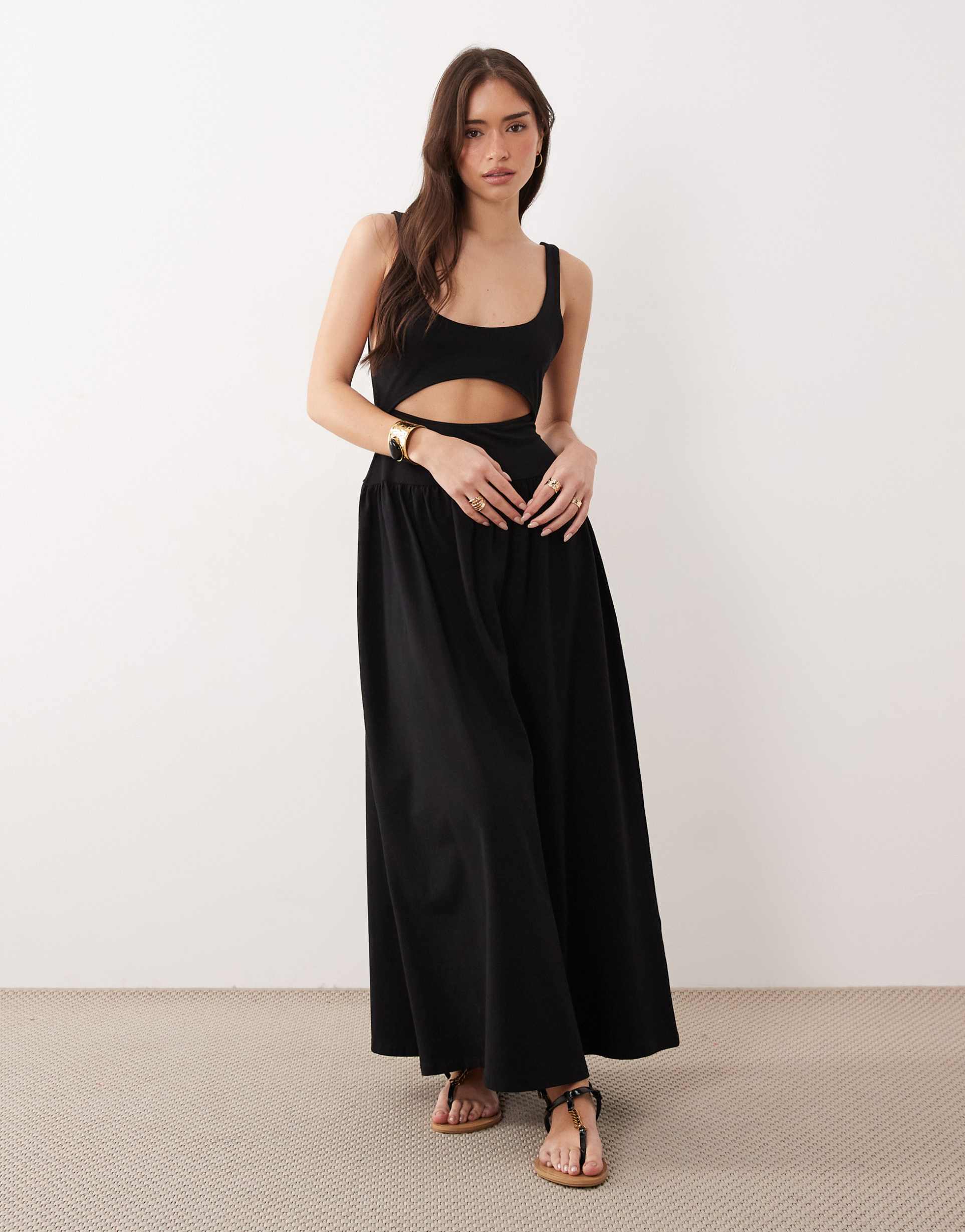 asos design cut out detail midaxi dress in black