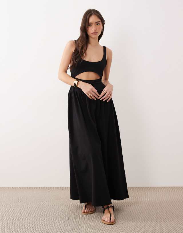 asos design black dress - Cut Out Detail Midaxi - Women - Cotton/Spandex - 4 US formal black cape dress