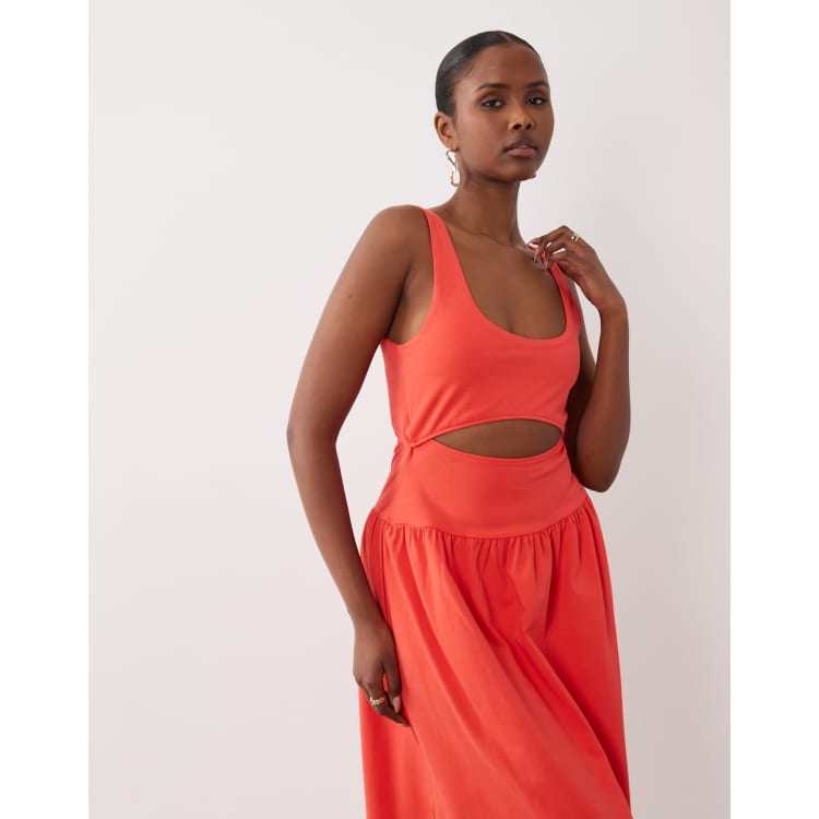 asos red cut out dress ASOS Design - Cut Out Detail Midaxi Dress - Women - Cotton/Spandex - 0 US