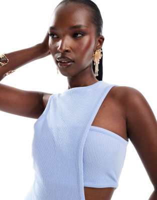 Asos Design Cut-out Detail Racer Midi Dress In Light Blue
