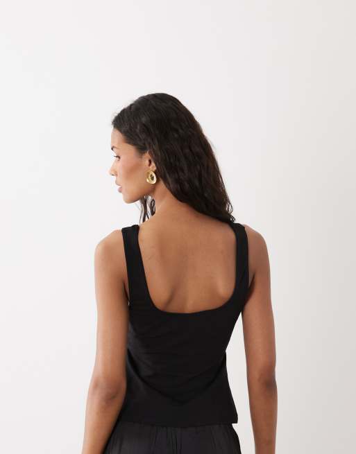 ASOS DESIGN cut out detail scoop tank top in black, 4 of 4