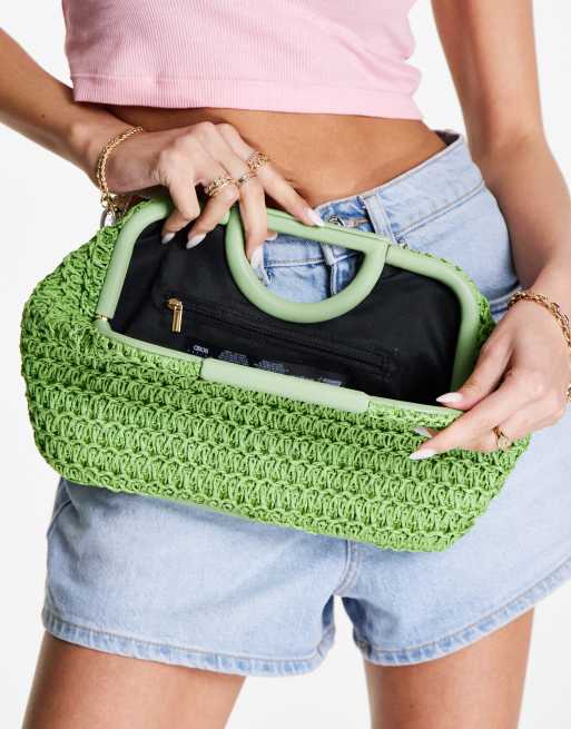 Green clutch bag online asos