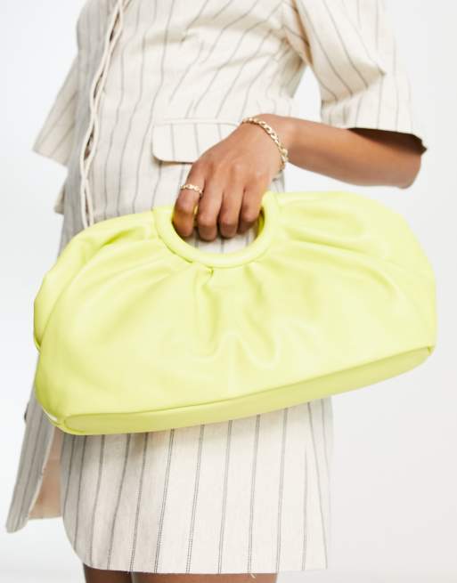 ASOS DESIGN cut out grab clutch bag in lime