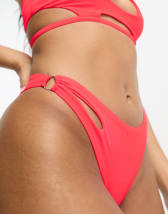 ellesse Lemino bikini bottom in pink and orange fade-Multi