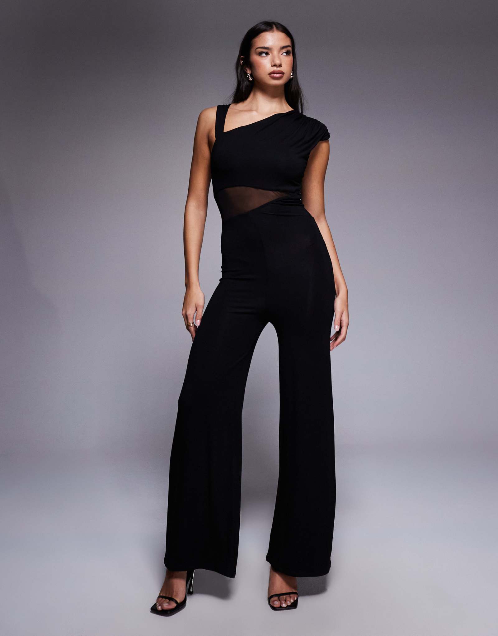 Комбинезон ASOS DESIGN с сетчатыми вставками черного цвета