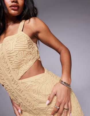 Asos Design Cut Out Mini Dress With Contrast Cornelli Embroidery In White