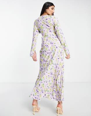 lilac floral maxi dress