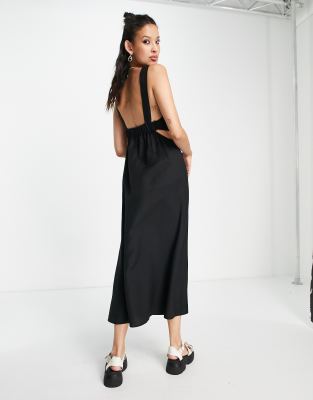 Asos Design Cut Out Side Maxi Sundress In Black