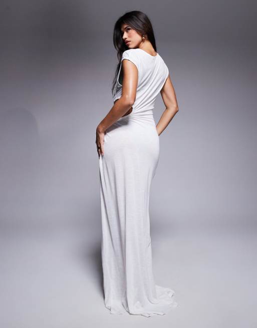 ASOS DESIGN cut-out side slit beach dress in cream