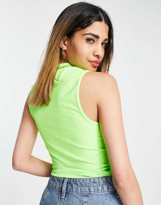 ASOS DESIGN jersey beach tank two-piece in neon abstract print