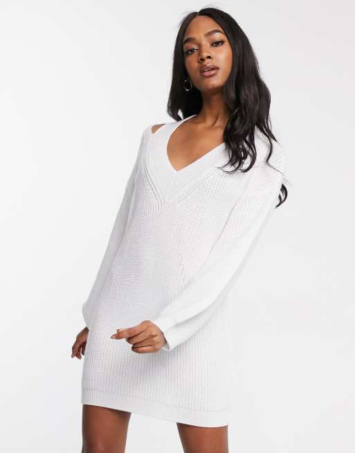 V neck outlet jumper dress uk