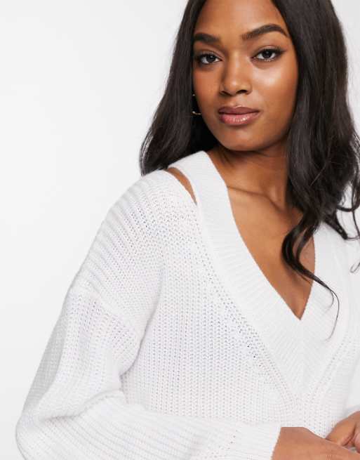 Cut out v outlet neck sweater