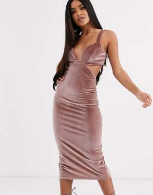 asos pink velvet dress