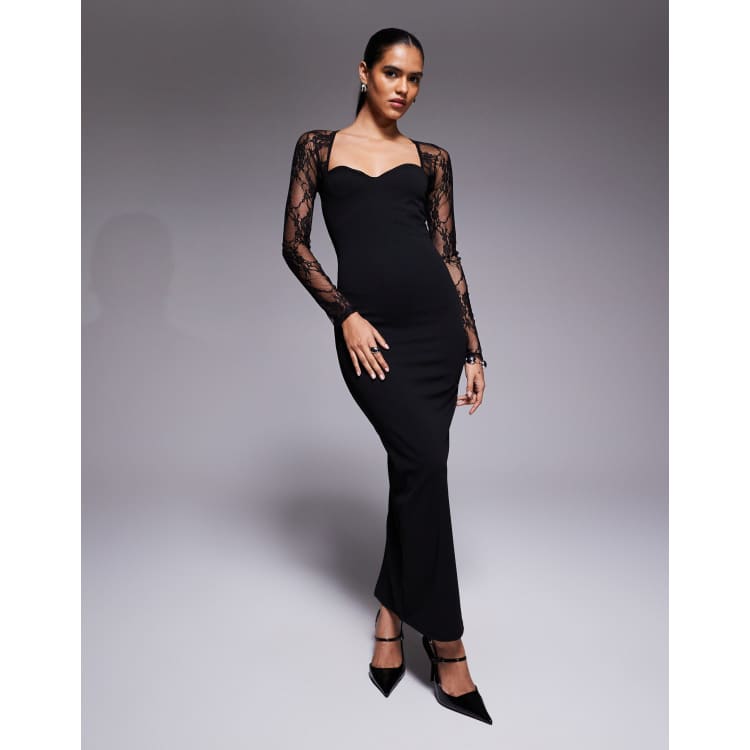 lace fitted dress black Nicole Miller Black Shimmer Lace Fitted Dress main image 1