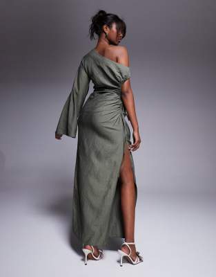 Asos Design Cutout Channel Maxi Dress In Green