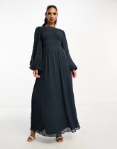 Needle Thread embroidered bodice tulle maxi dress in graphite ASOS