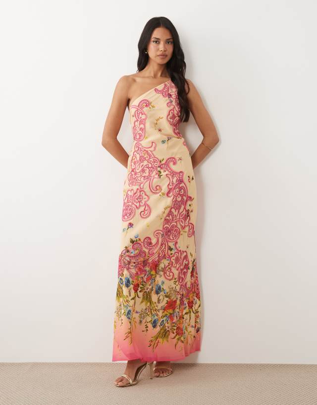 cut work designs for dresses ASOS Design - Floral Printed One Shoulder Maxi Dress - Women - Polyester - 4 US Dupatta sticker:new-arrival:2025-12-15:2025-12-22 LoveShackFancy Vreya Midi Dress Size:9-12M