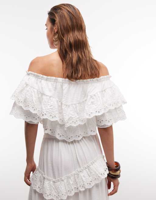 ASOS DESIGN cutwork lace detail bandeau top in white - part of a set, 4 of 7