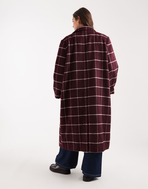 ASOS DESIGN - Cuve - Nette jas met lange pasvorm en ruiten in bordeauxrood, 2 van 4