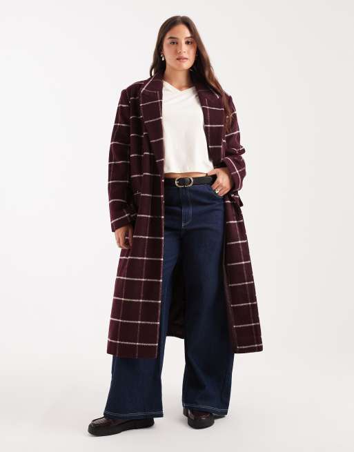 ASOS DESIGN - Cuve - Nette jas met lange pasvorm en ruiten in bordeauxrood, 3 van 4