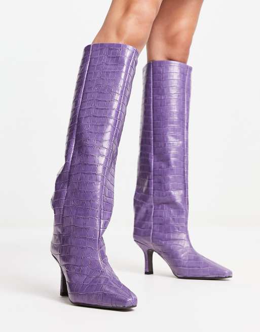 Knee high purple on sale boots