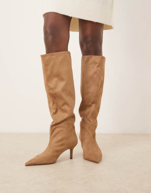 ASOS DESIGN - Cydney - Stivali al ginocchio extra larghi scamosciati color sabbia, 2 di 4
