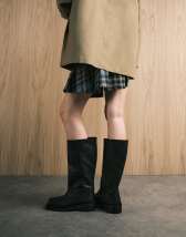 Topshop Leam premium leather biker boots in distressed gray