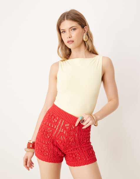 ASOS DESIGN seamless boat neck bodysuit in lemon