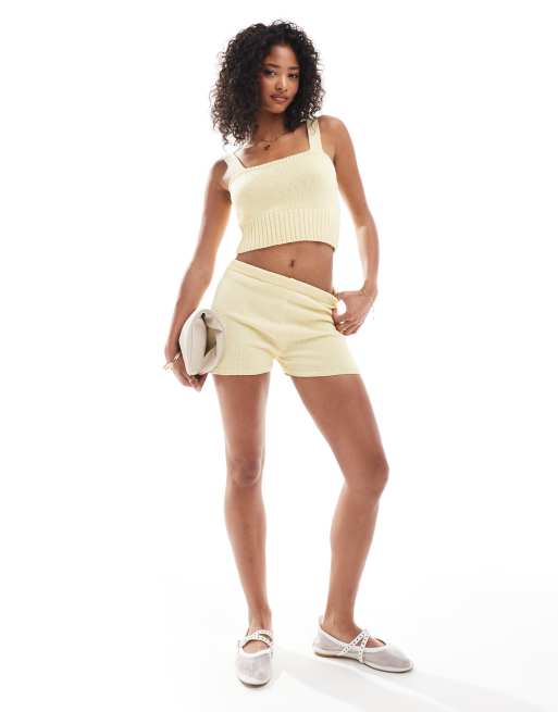 ASOS DESIGN – Cytrynowe szorty dzianinowe, część zestawu