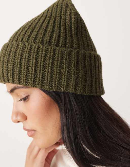 ASOS DESIGN – Czapka beanie o grubym splocie w kolorze khaki, 2 z 3